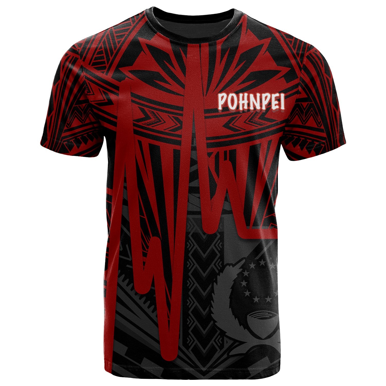 PohnpeiT Shirt Pohnpei Seal In Heartbeat Patterns Style (Red) Unisex Red - Polynesian Pride