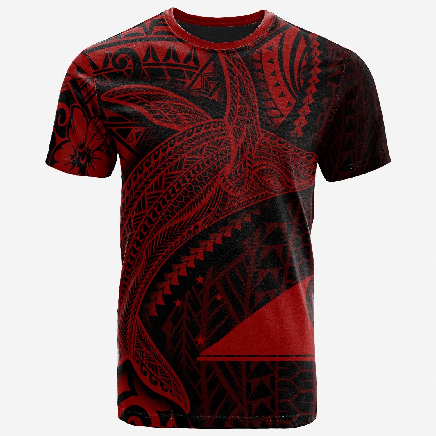 Tokelau T Shirt Humpback Whale & Coat of Arms Red Unisex Red - Polynesian Pride