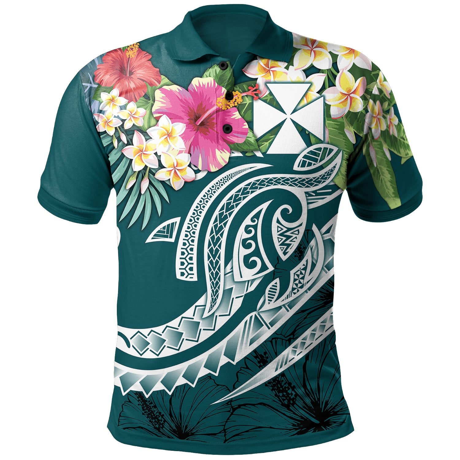 Wallis and Futuna Polynesian Polo Shirt Summer Plumeria (Turquoise) Unisex Turquoise - Polynesian Pride