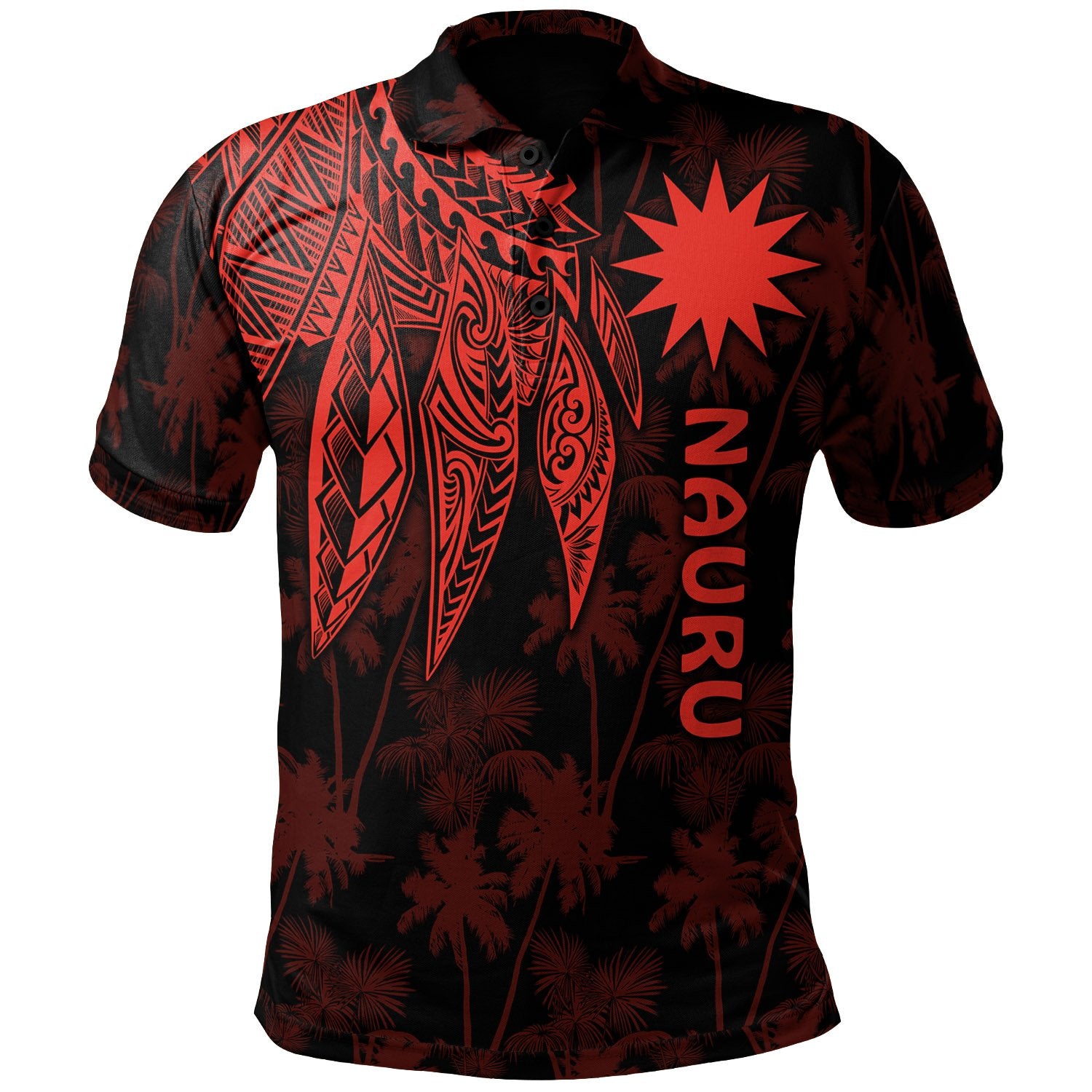 Nauru Polo Polynesian Wings Red Unisex Red - Polynesian Pride