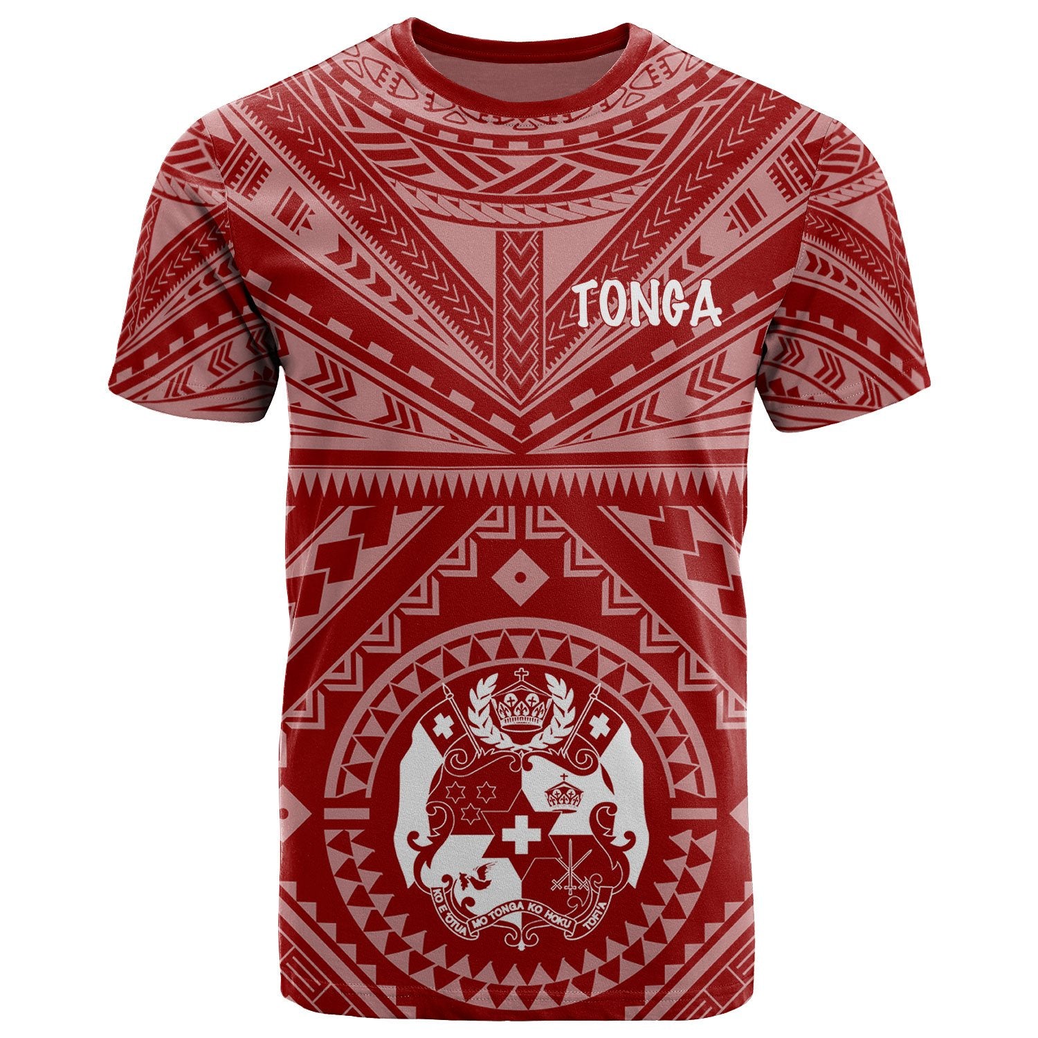 Tonga T Shirt Tonga Seal With Polynesian Tattoo Style (Red) Unisex Red - Polynesian Pride