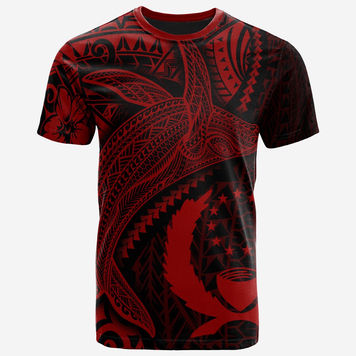 Pohnpei T Shirt Humpback Whale & Coat of Arms Red Unisex Red - Polynesian Pride