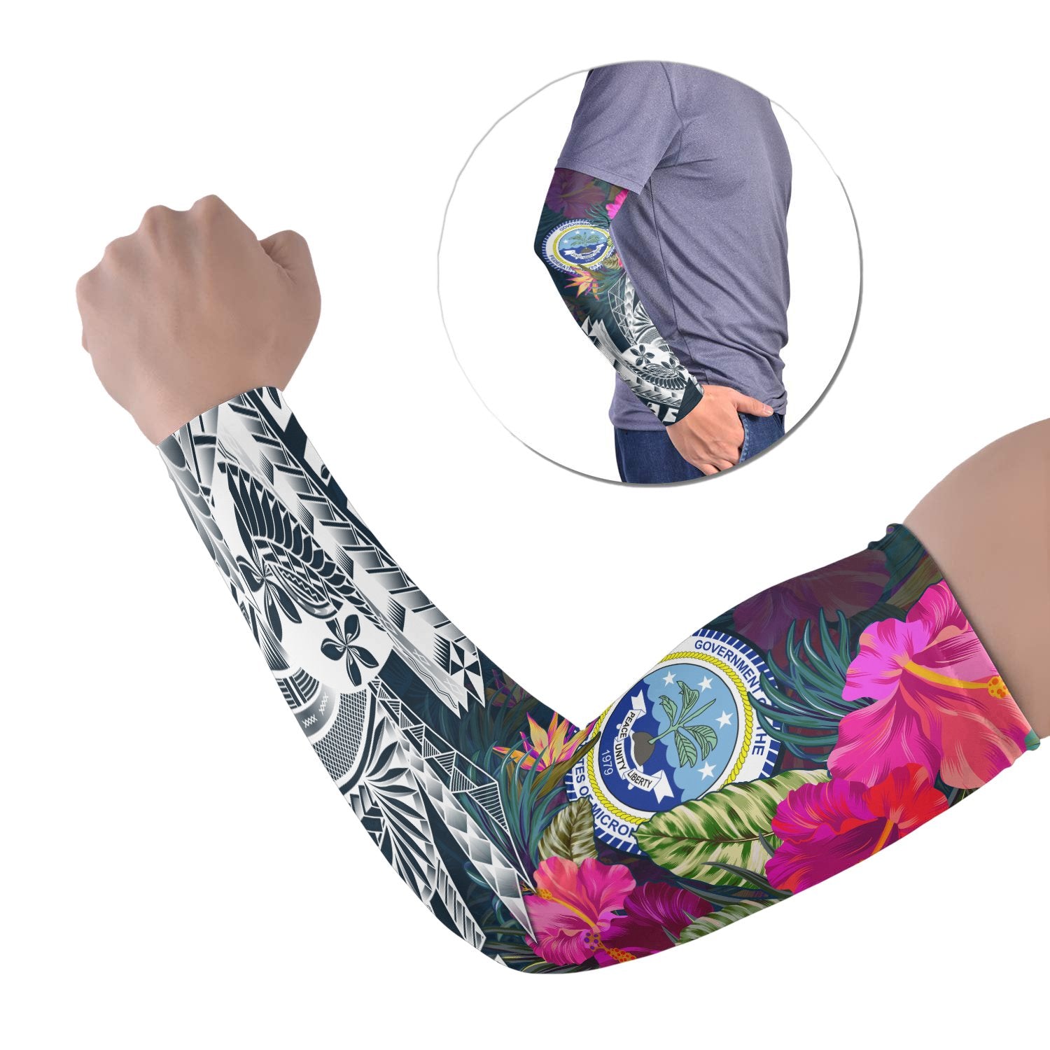 Federated States of Micronesia Arm Sleeve (Set of 2) - Summer Vibes Set of 2 Black - Polynesian Pride