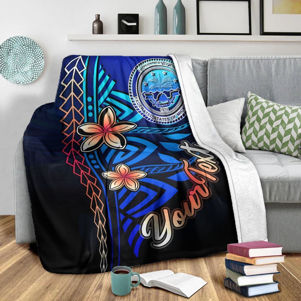 Federated States of Micronesia Custom Personalised Premium Blanket - Vintage Tribal Mountain - Polynesian Pride