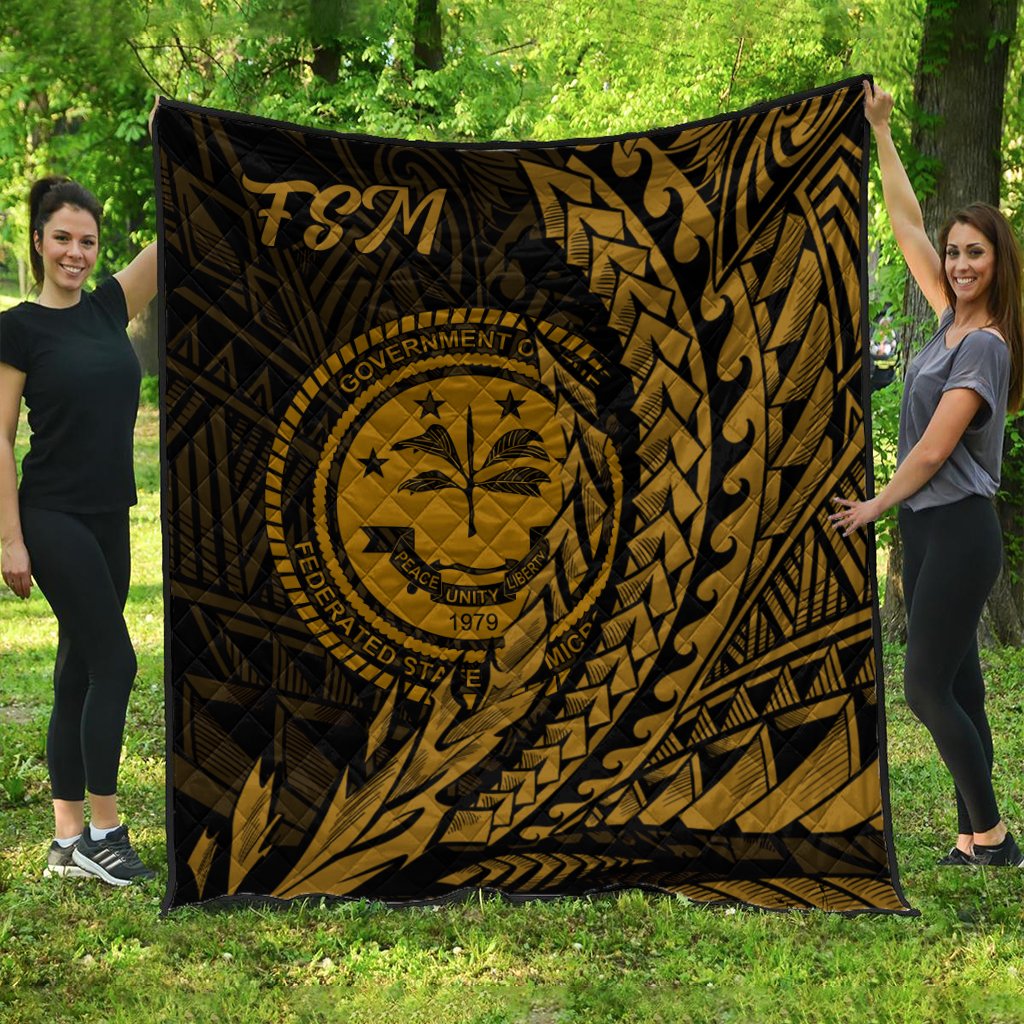 Federated States of Micronesia Premium Quilt - Wings Style Black - Polynesian Pride