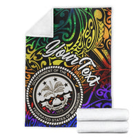Federated States of Micronesia Custom Personalised Premium Blanket - Rainbow Polynesian Pattern - Polynesian Pride