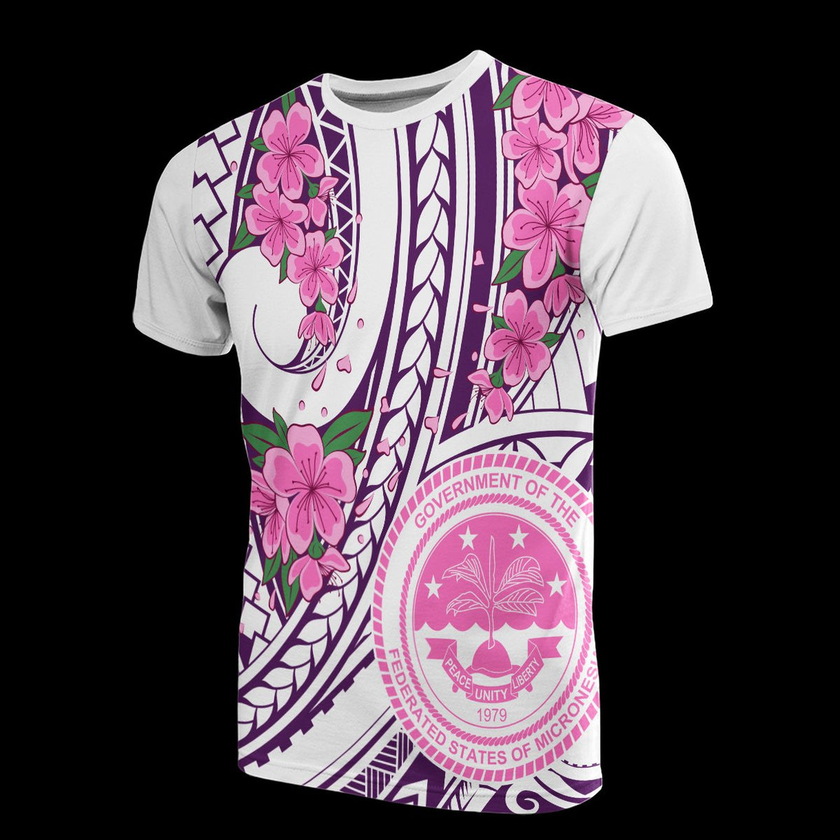 Federated States of Micronesia T Shirt Flower Purple White Unisex White - Polynesian Pride