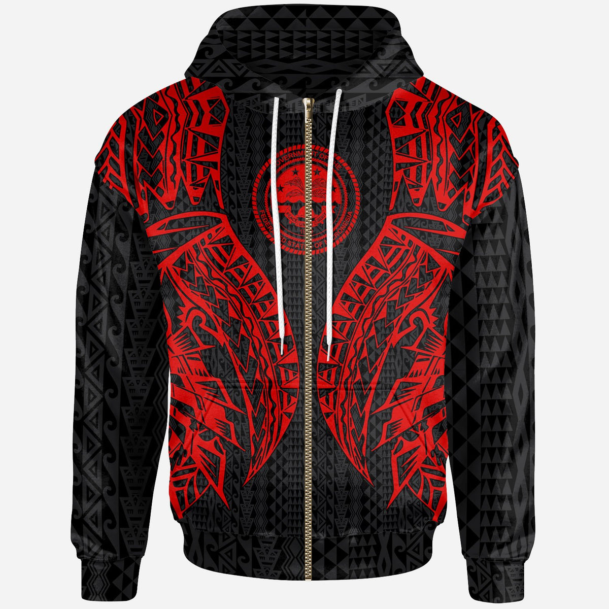 Northern Mariana Islands Zip up Hoodie Polynesian Lion Head Red Style Unisex Red - Polynesian Pride