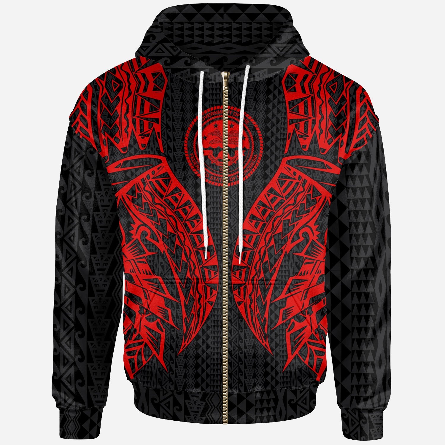 Northern Mariana Islands Zip up Hoodie Polynesian Lion Head Red Style Unisex Red - Polynesian Pride