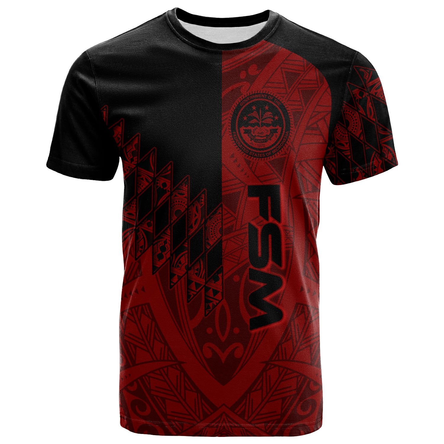 Federated States of Micronesia T Shirt Red Color Symmetry Style Unisex Black - Polynesian Pride