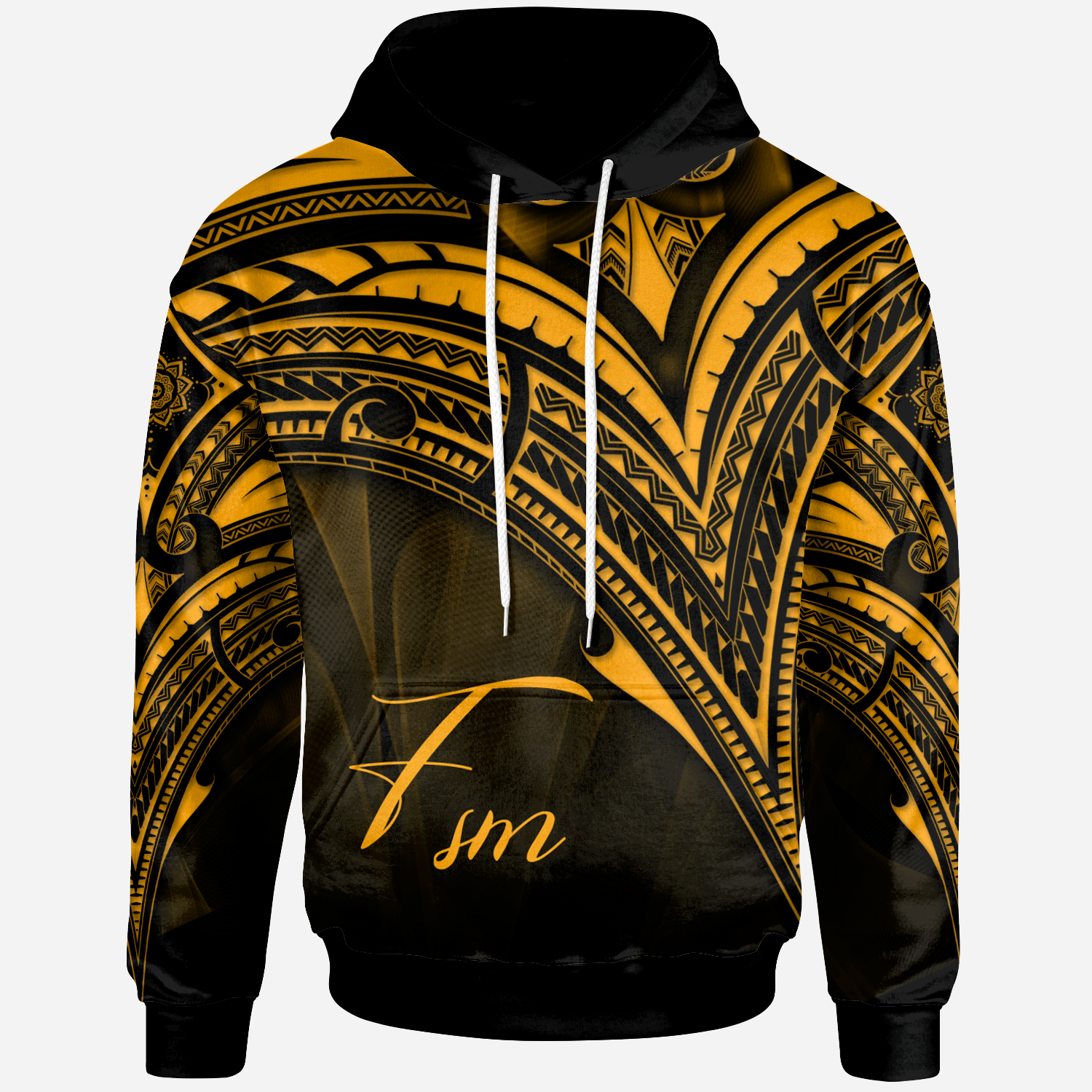 Federated States of Micronesia Hoodie Gold Color Cross Style Unisex Black - Polynesian Pride