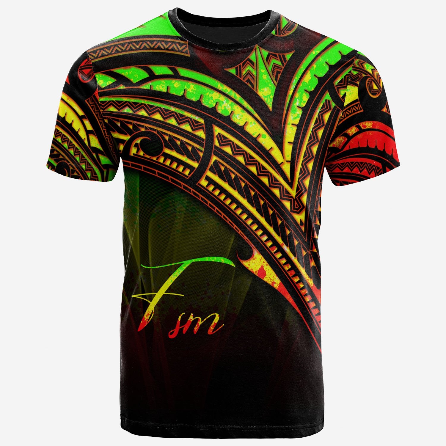 Federated States of Micronesia T Shirt Reggae Color Cross Style Unisex Black - Polynesian Pride