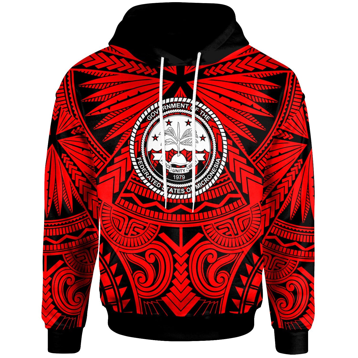 Federated States of Micronesia Hoodie Classic Vignette Style Unisex Red - Polynesian Pride