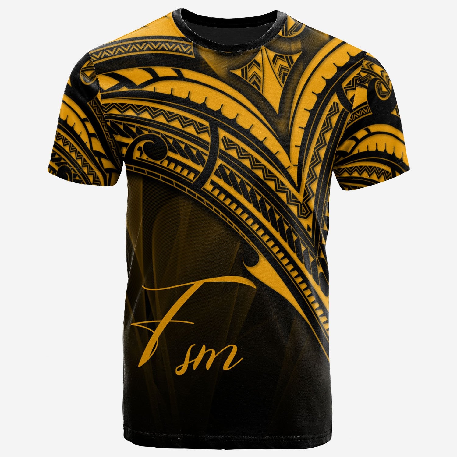 Federated States of Micronesia T Shirt Gold Color Cross Style Unisex Black - Polynesian Pride