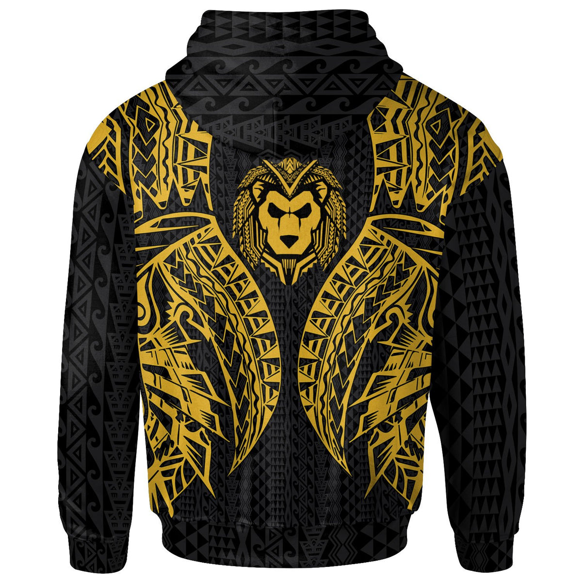 Northern Mariana Islands Zip up Hoodie Polynesian Lion Head Gold Style - Polynesian Pride