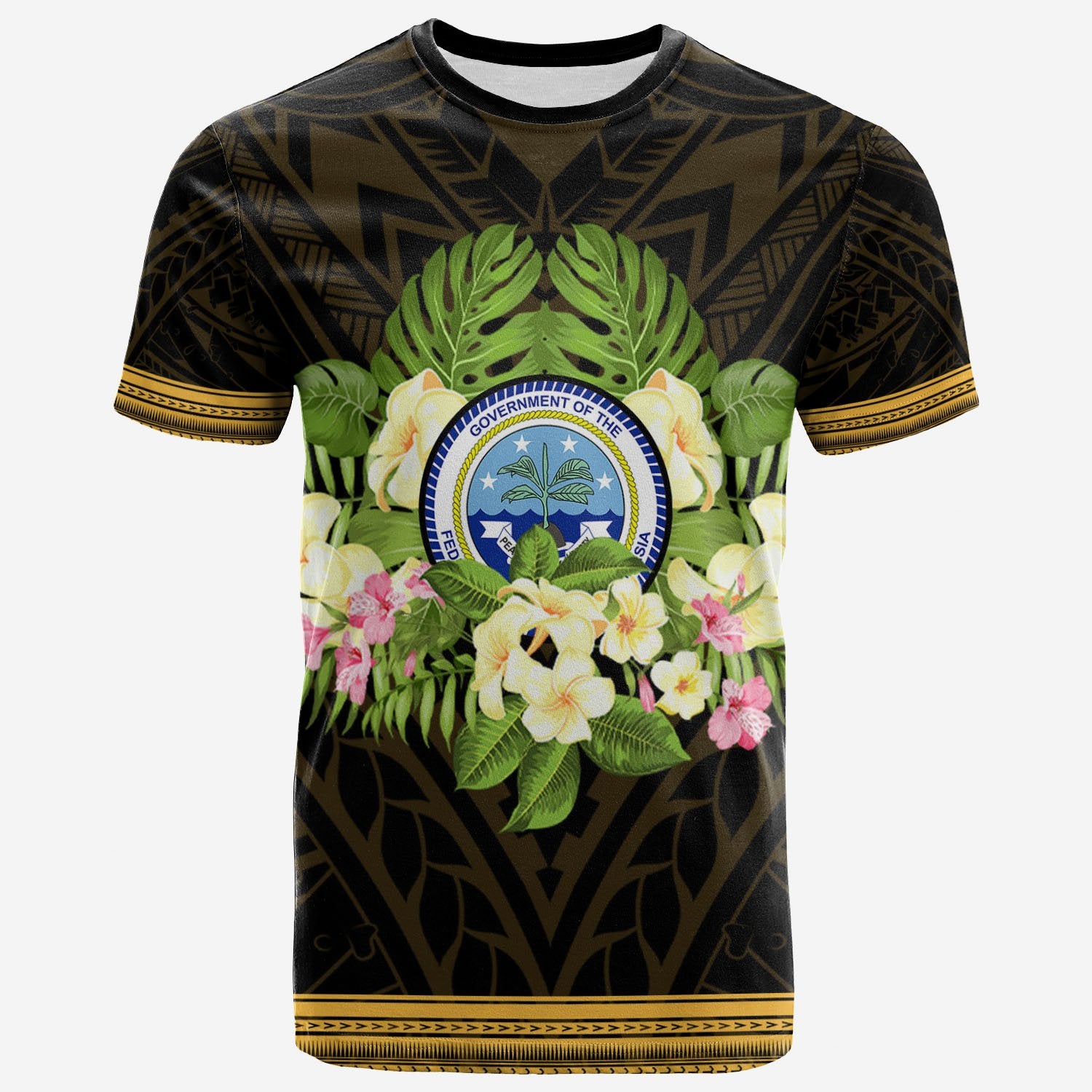 Federated States of Micronesia T Shirt Polynesian Gold Patterns Collection Unisex Black - Polynesian Pride