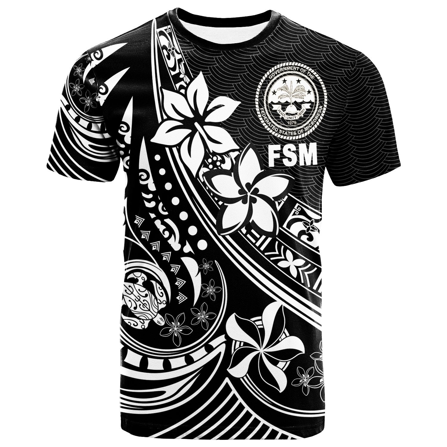 Federated States of Micronesia T Shirt The Flow of The Ocean Unisex Black - Polynesian Pride