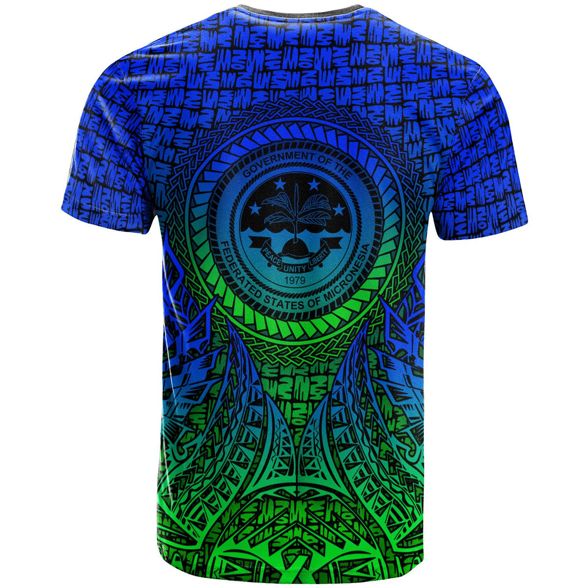 Federated States of Micronesia Pattern T Shirt Circle Pattern Blue - Polynesian Pride