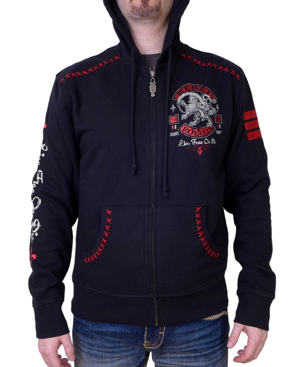 Rebel Spirit Lion Zip Hoodie Unisex Black - Polynesian Pride