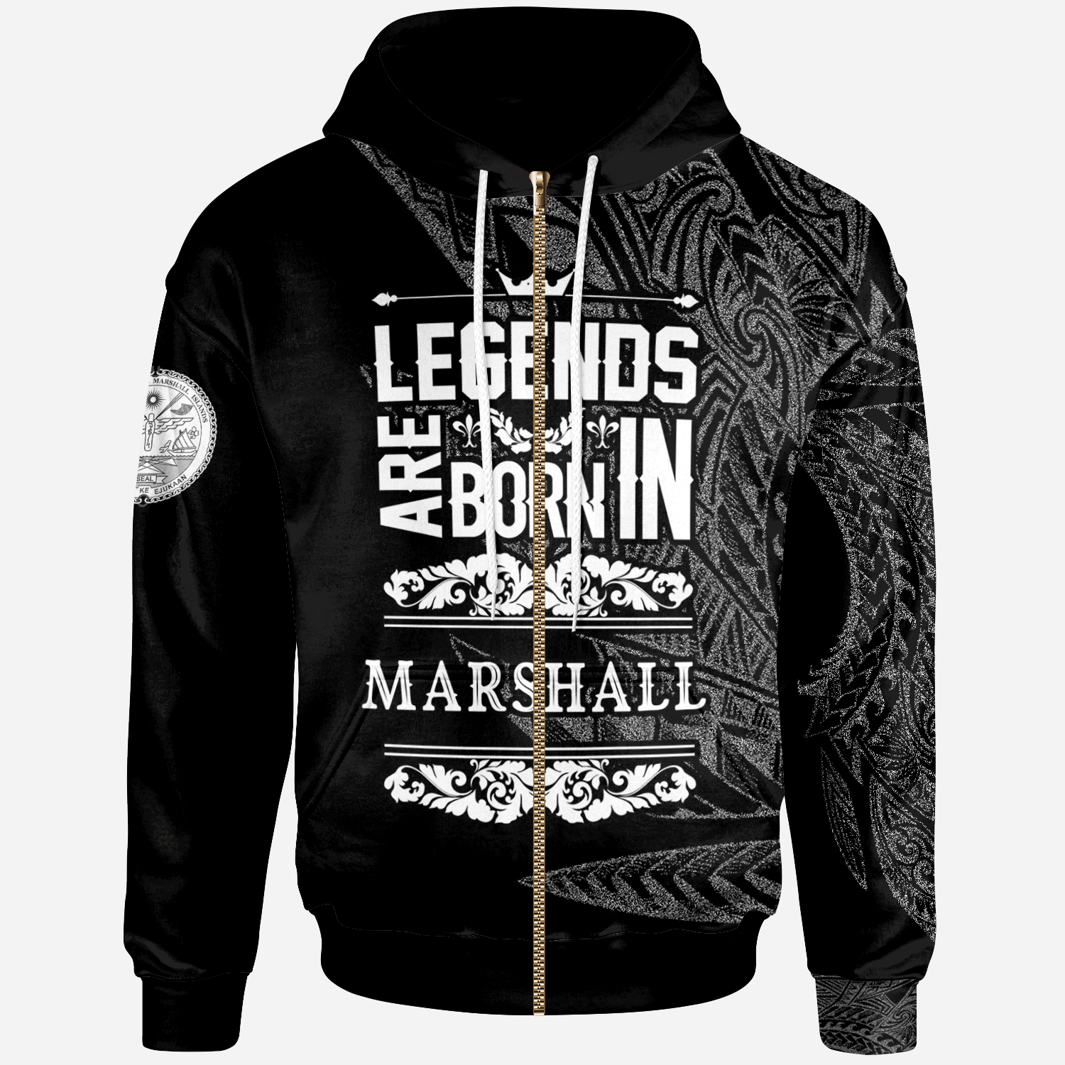 Marshall Islands Zip Hoodie Legends Are Born In White Color Unisex White - Polynesian Pride