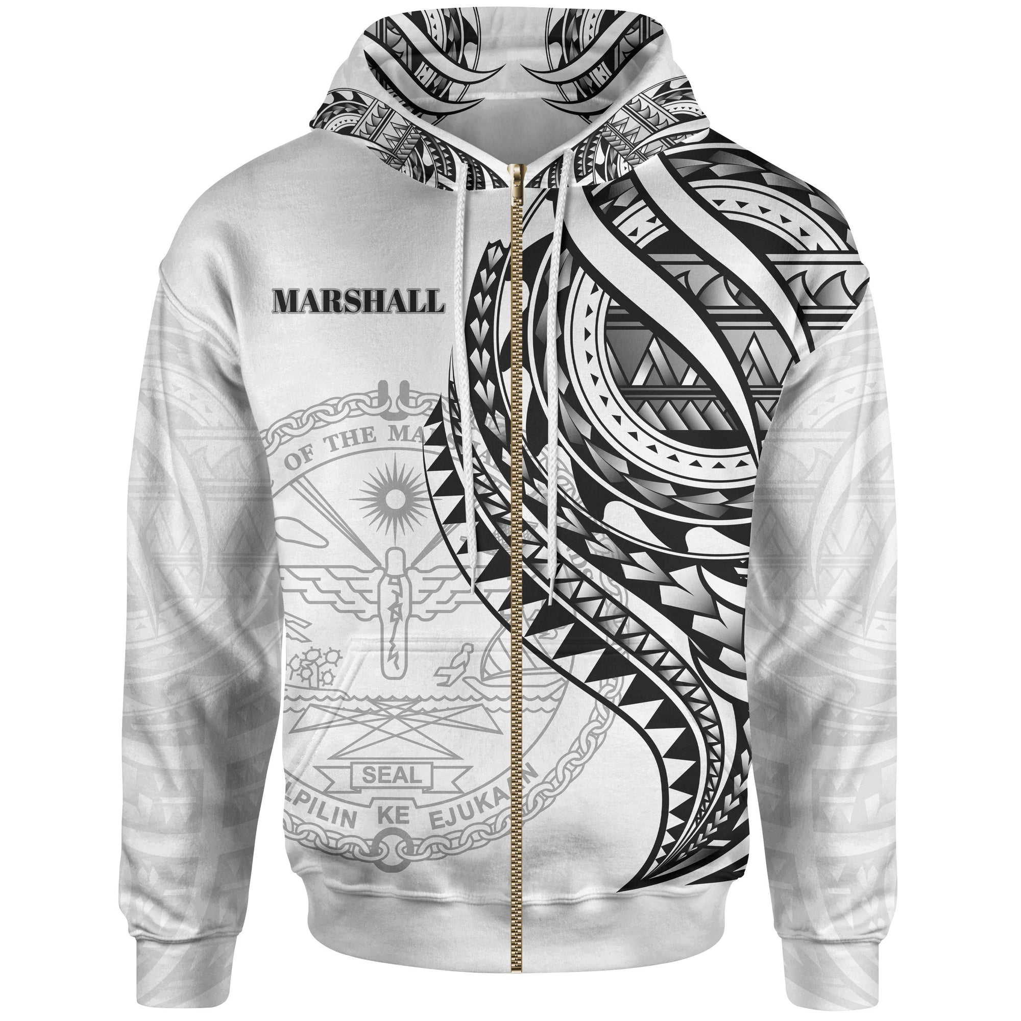 Marshall Islands Zip Hoodie Black Polynesian Patterns Best Marshall Islands Ever Unisex Black - Polynesian Pride