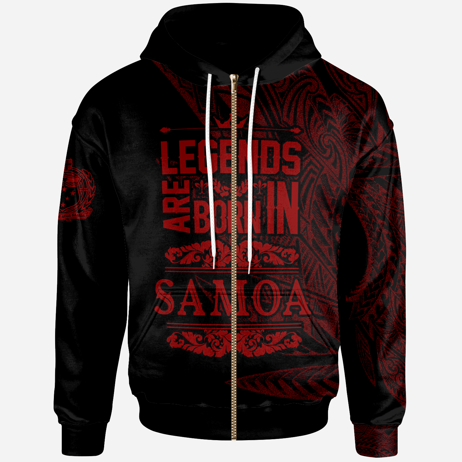 Samoa Zip Hoodie Legends Are Born In Red Color Unisex Red - Polynesian Pride