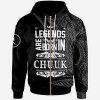 Chuuk State Zip Hoodie Legends Are Born In White Color Unisex White - Polynesian Pride