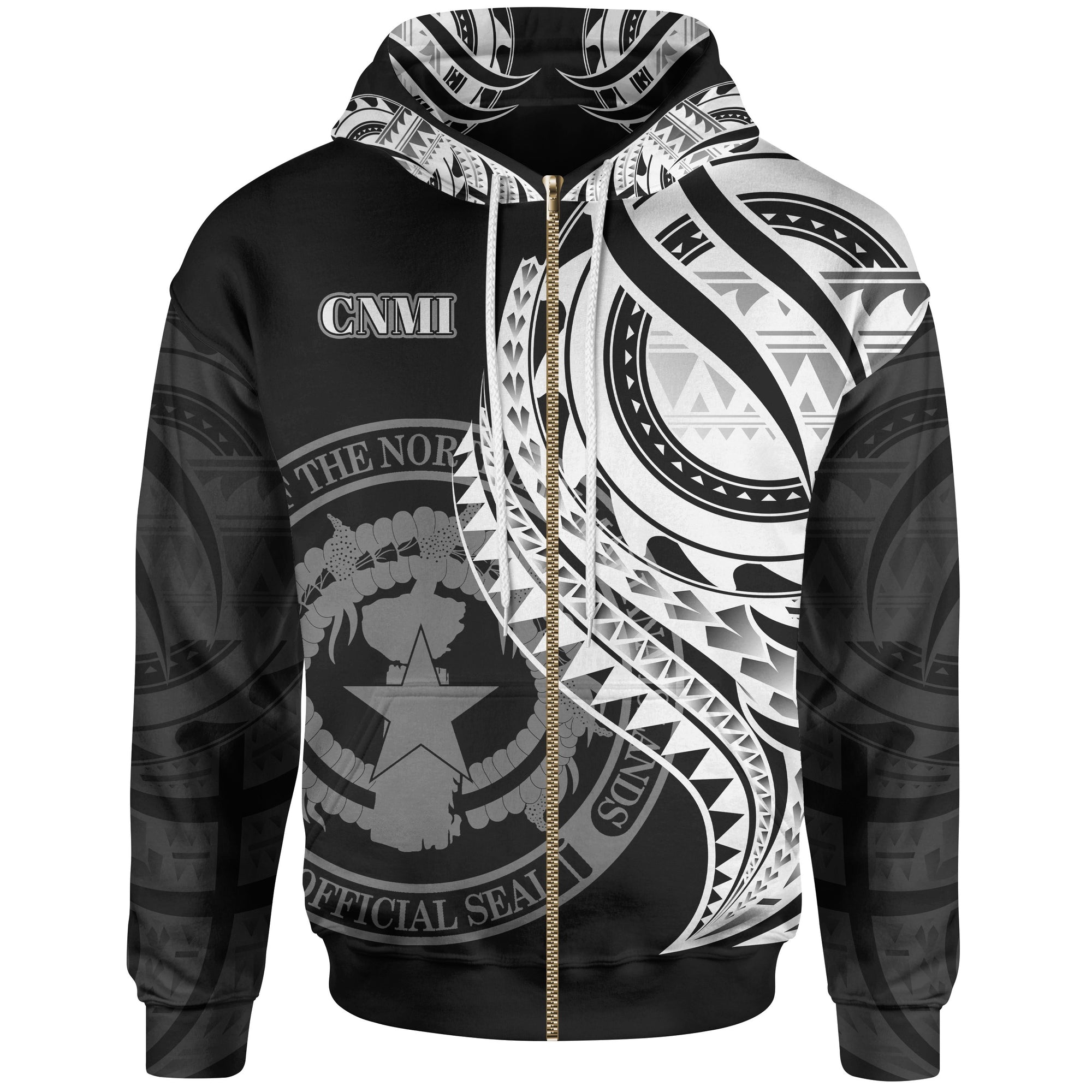 Northern Mariana Islands Zip Hoodie Polynesian Patterns Best CNMI Ever Unisex Black - Polynesian Pride