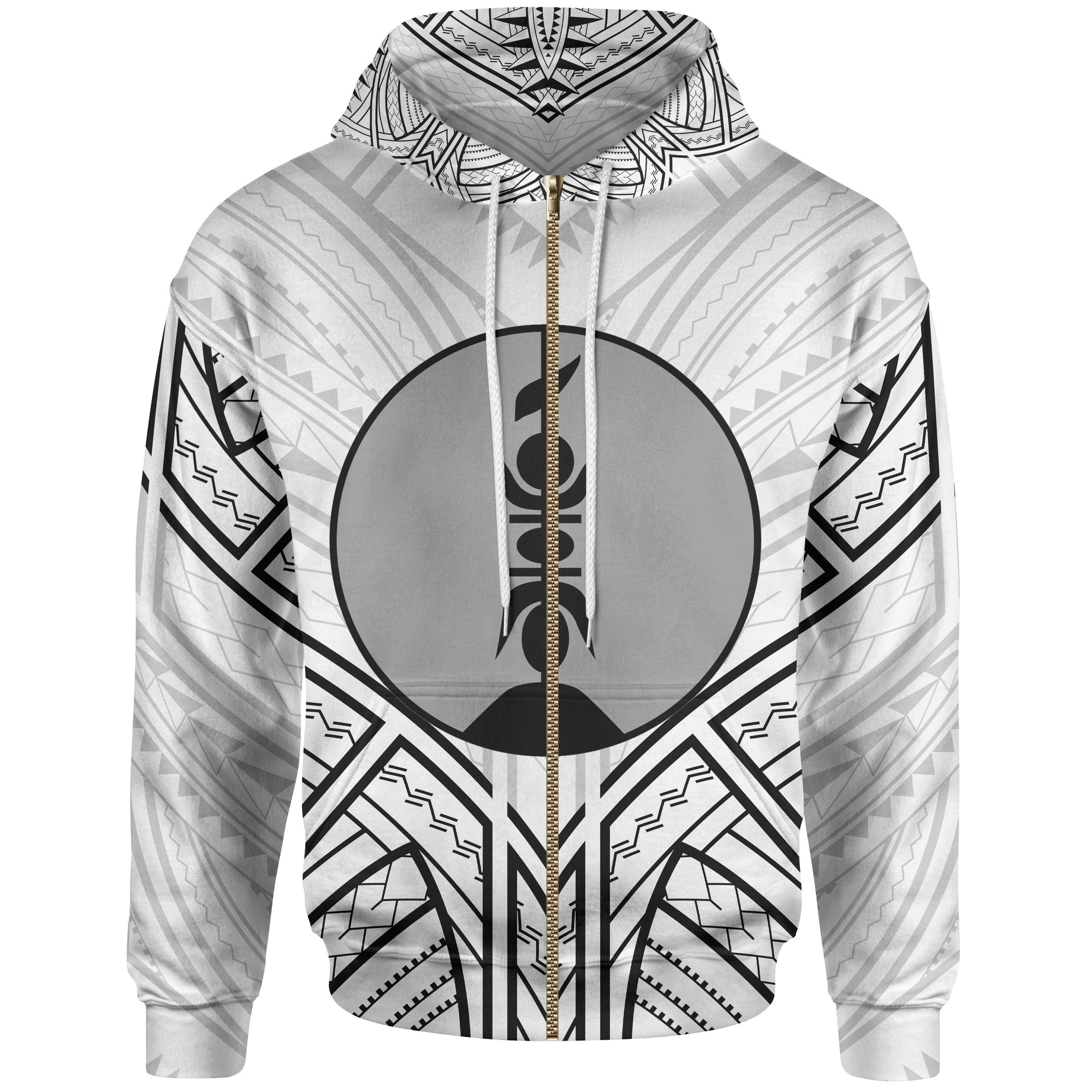 New Caledonia Zip Hoodie New Caledonia Seal Tribal Patterns Unisex White - Polynesian Pride