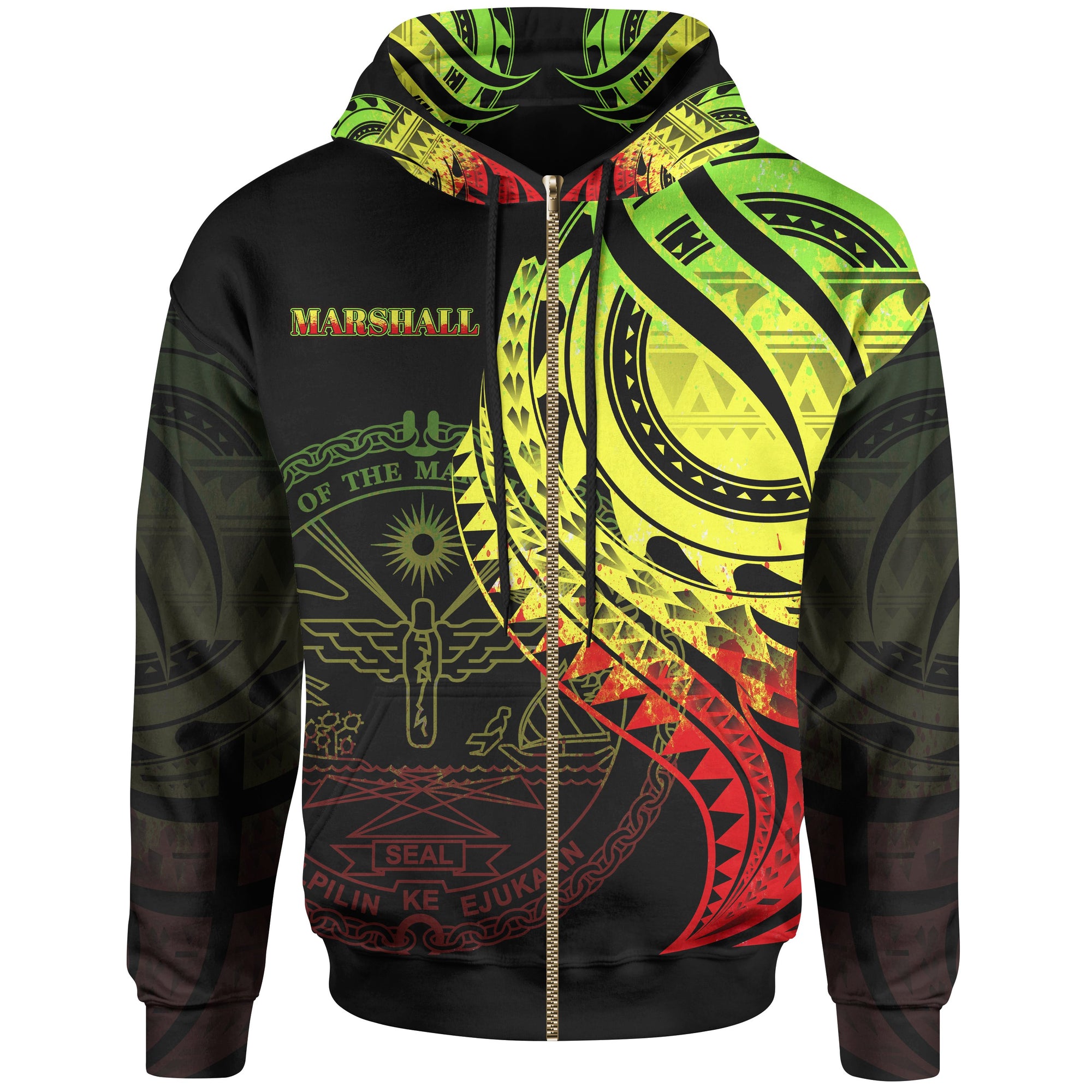 Marshall Islands Zip Hoodie Reggae Polynesian Patterns Best Marshall Islands Ever Unisex Black - Polynesian Pride