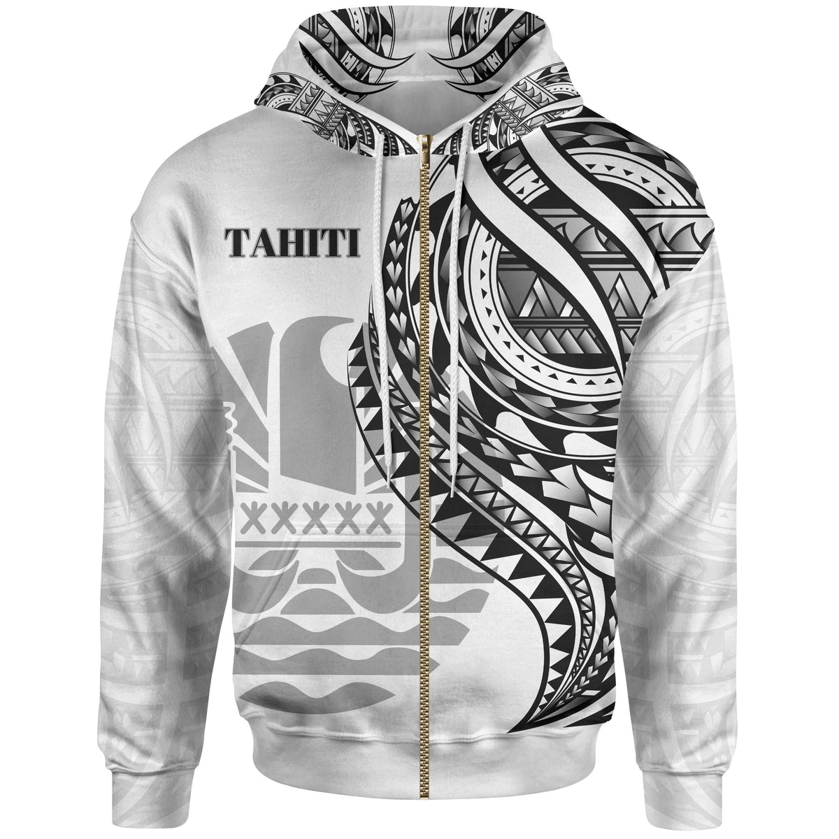 Tahiti Zip Hoodie Black Polynesian Patterns Best Tahiti Ever Unisex Black - Polynesian Pride