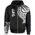 Yap State Zip Hoodie Yap State Tatau White Patterns Unisex Black - Polynesian Pride