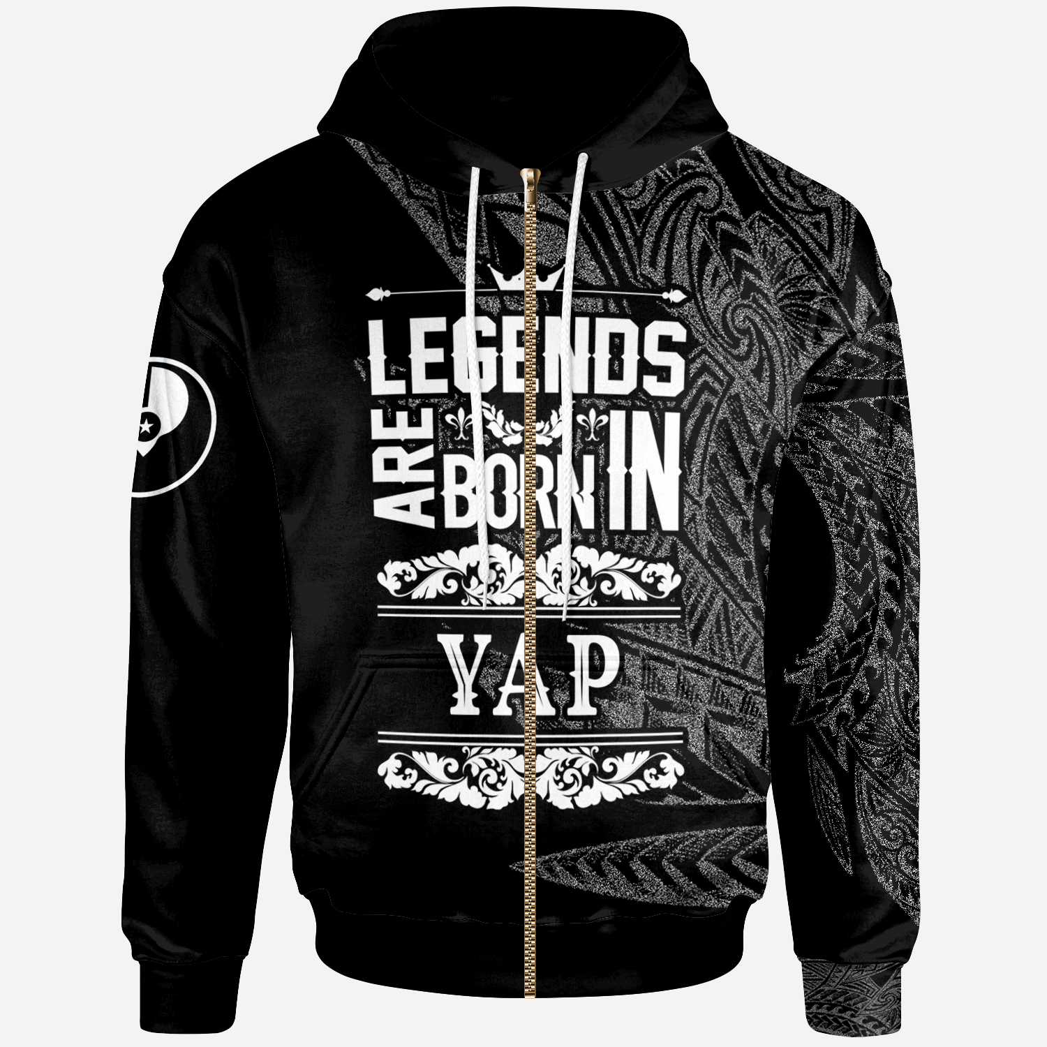 Yap State Zip Hoodie Legends Are Born In White Color Unisex White - Polynesian Pride