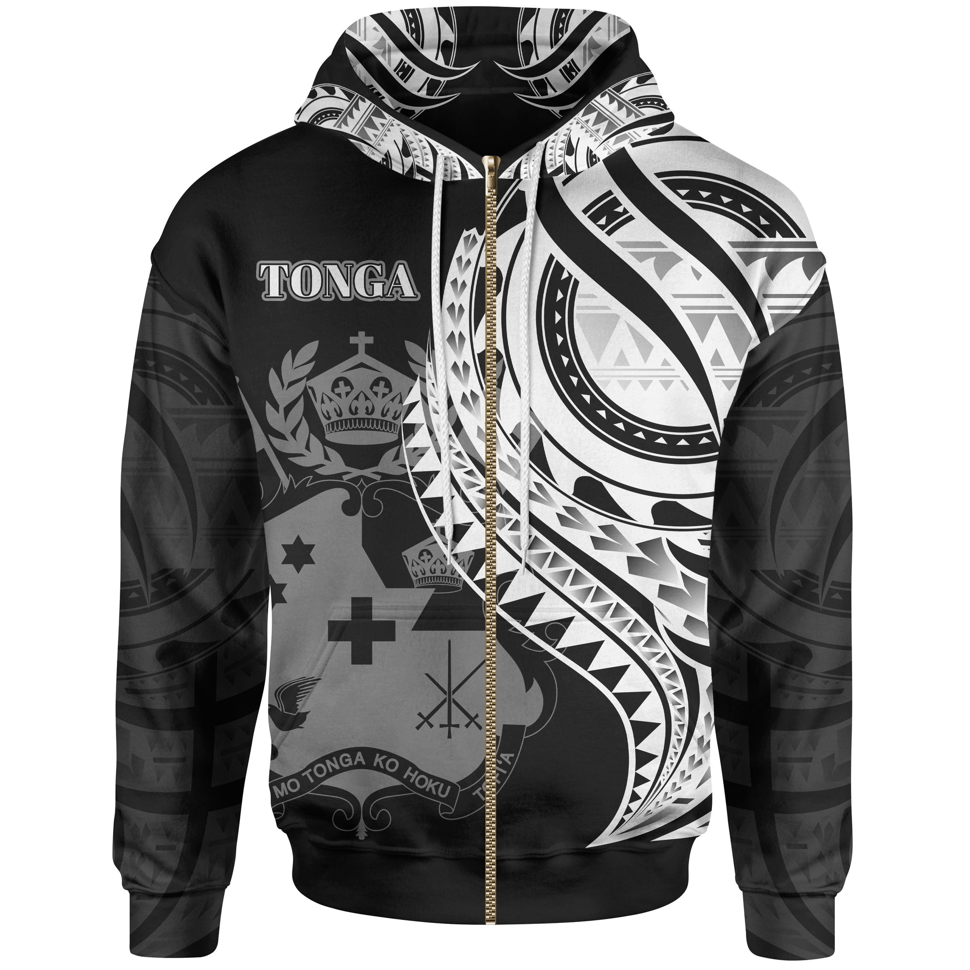 Tonga Zip Hoodie Polynesian Patterns Best Tonga Ever Unisex Black - Polynesian Pride