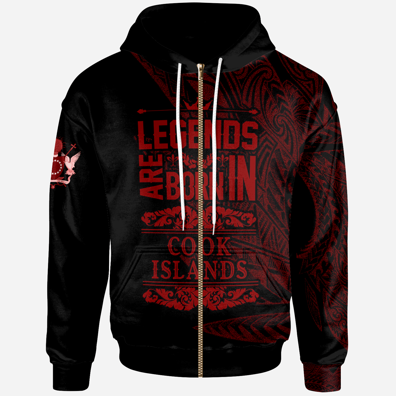 Cook Islands Zip Hoodie Legends Are Born In Red Color Unisex Red - Polynesian Pride