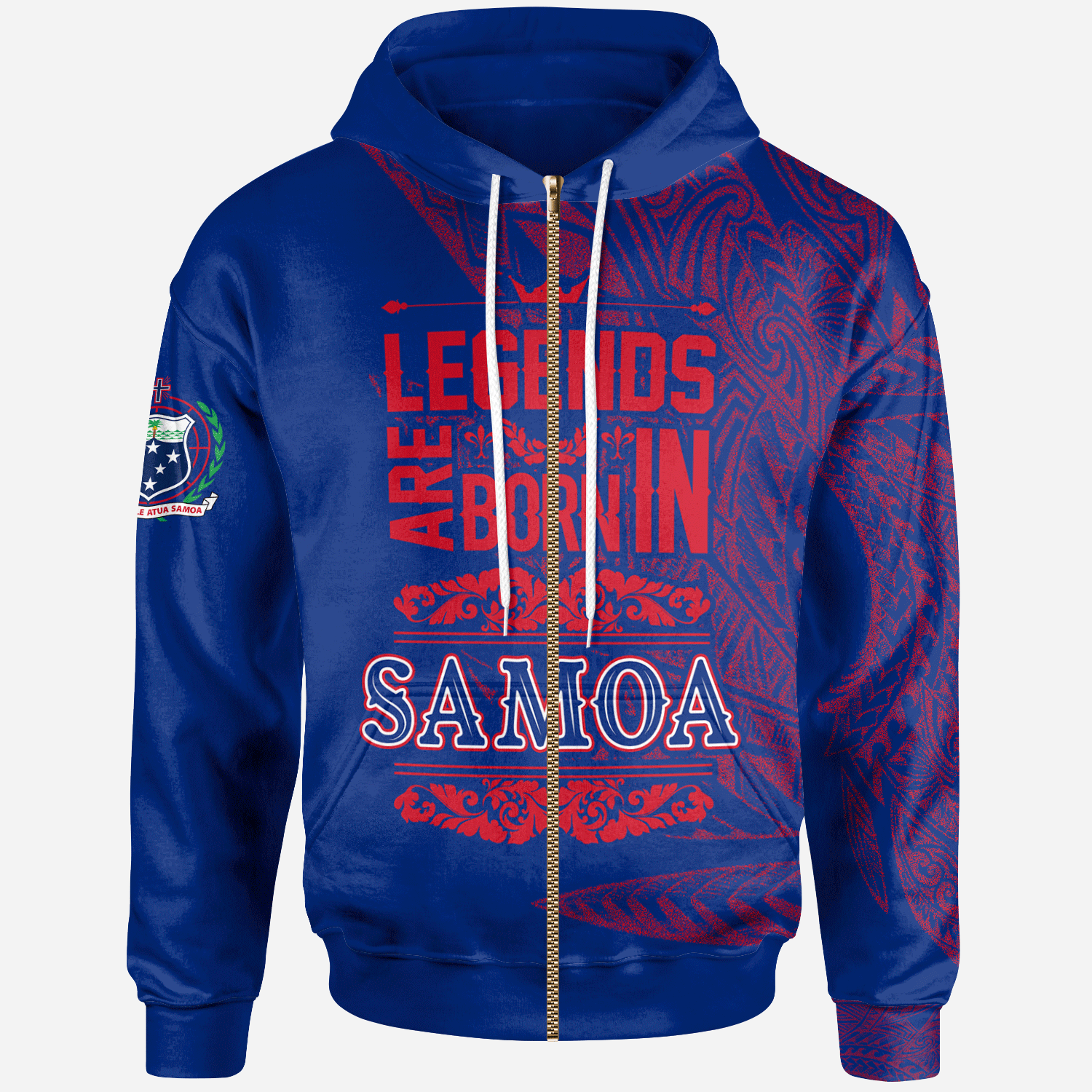 Samoa Zip Hoodie Legends Are Born In Flag Color Unisex Flag - Polynesian Pride