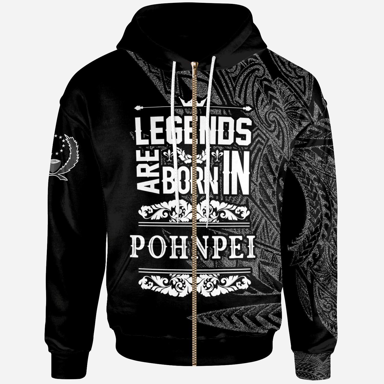 Pohnpei State Zip Hoodie Legends Are Born In White Color Unisex White - Polynesian Pride