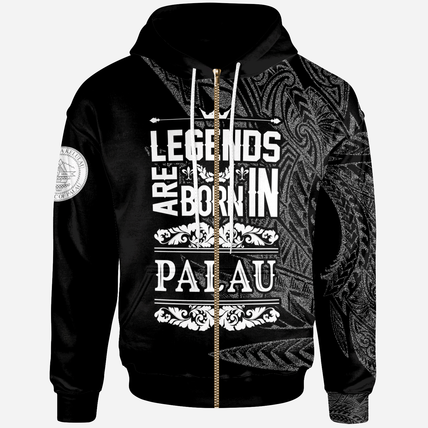 Palau Zip Hoodie Legends Are Born In White Color Unisex White - Polynesian Pride