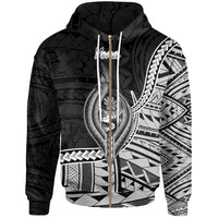 Guam Zip Hoodie Yona Seal of Guam Polynesian Patterns Unisex Black - Polynesian Pride