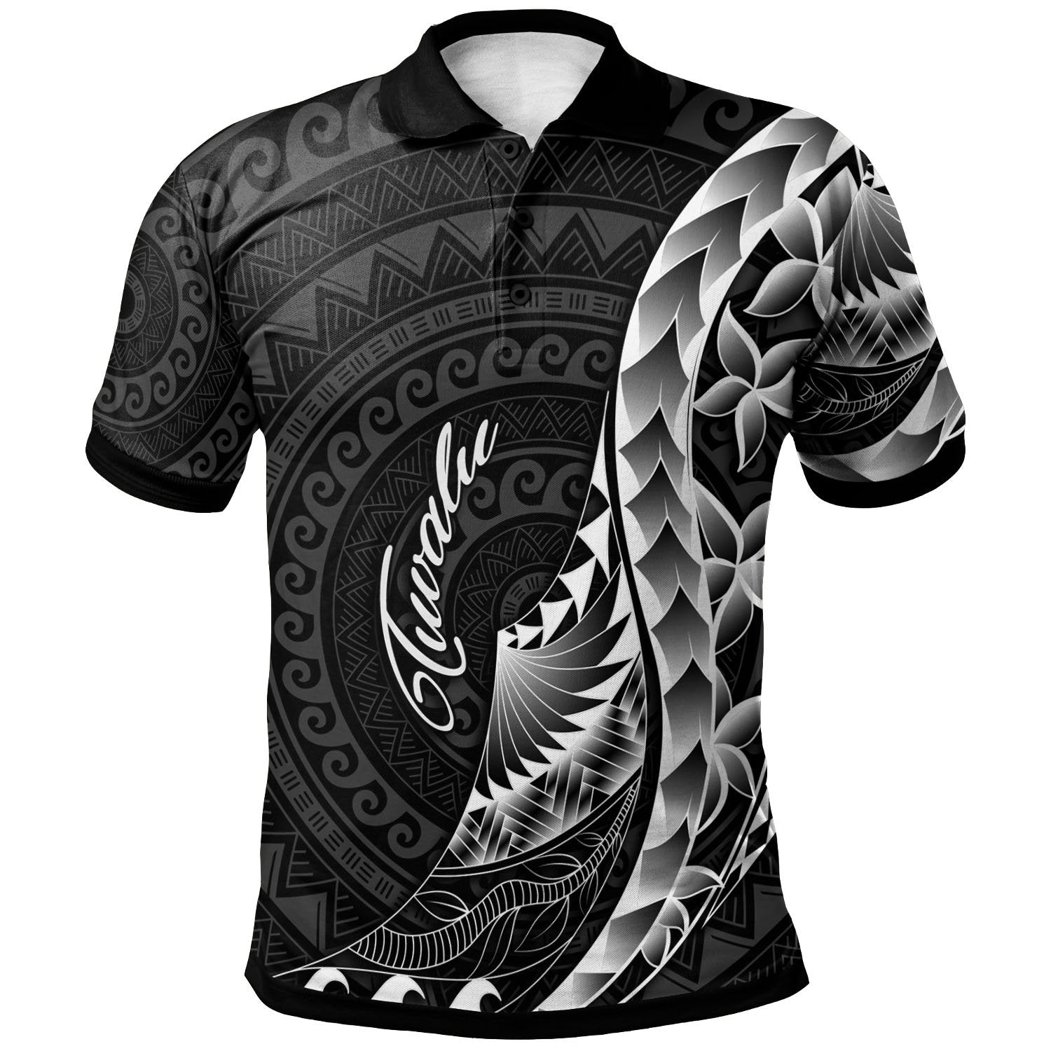 Tuvalu Polo Shirt Polynesian Pattern Style Unisex Black - Polynesian Pride