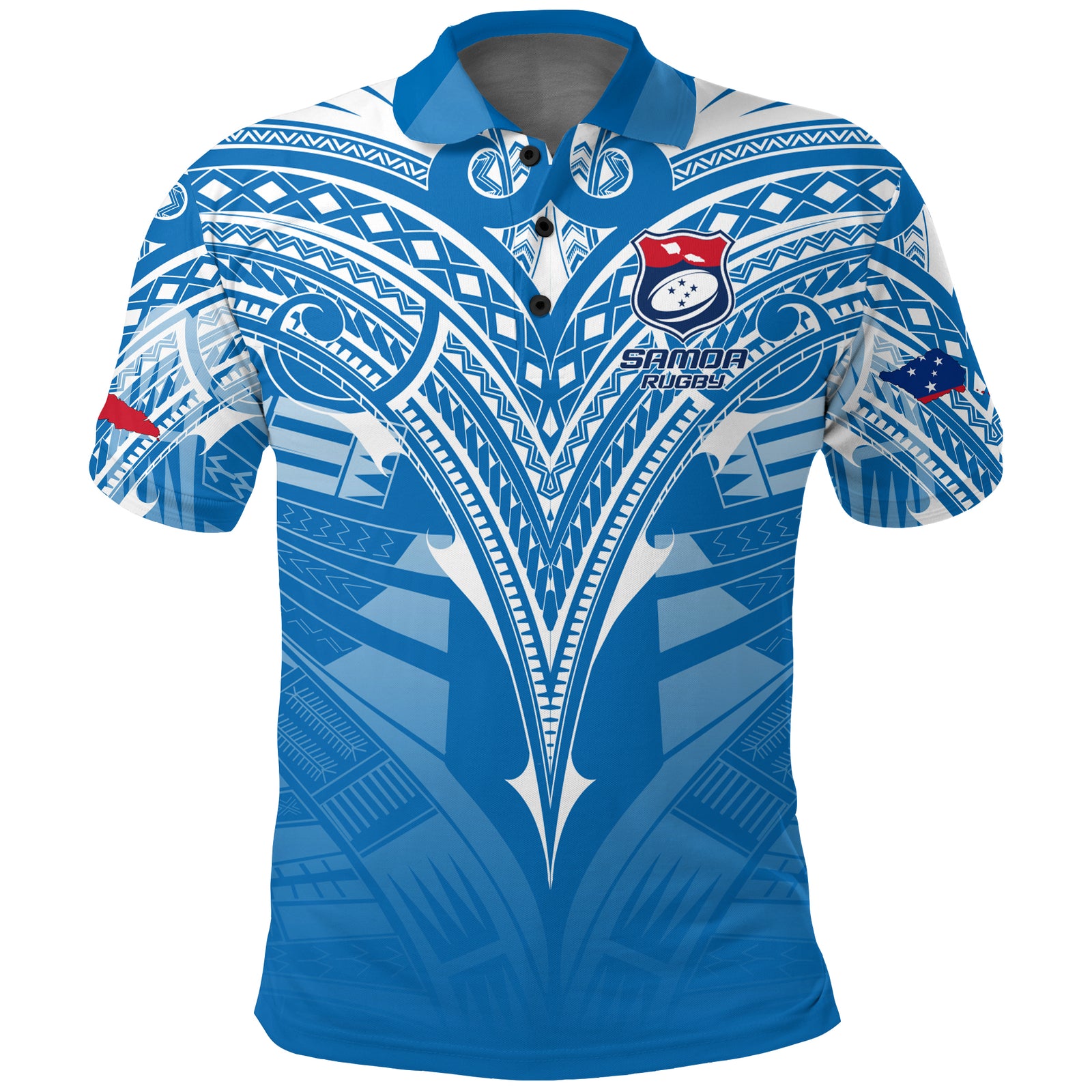Custom Samoa Rugby Toa Samoa Blue Style Polo Shirt LT2 - Polynesian Pride