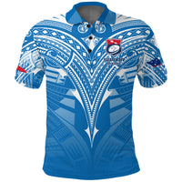 Custom Samoa Rugby Toa Samoa Blue Style Polo Shirt LT2 - Polynesian Pride