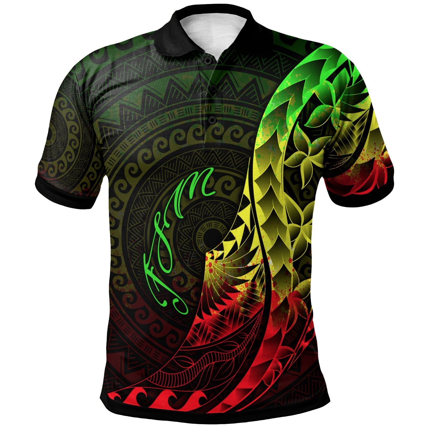 Federated States of Micronesia Polo Shirt Polynesian Pattern Style Reggae Color Unisex Reggae - Polynesian Pride