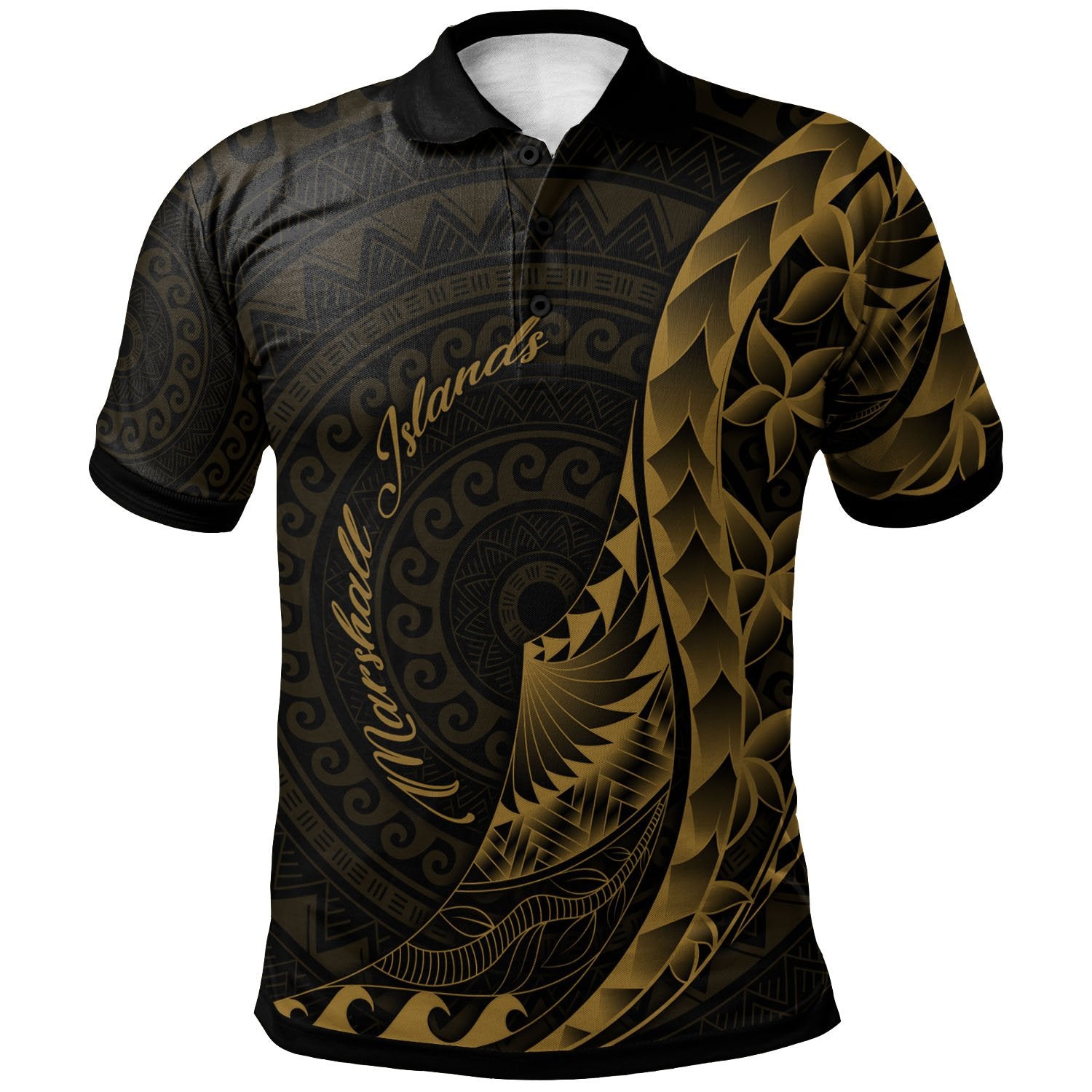 Marshall Islands Polo Shirt Polynesian Pattern Style Gold Color Unisex Gold - Polynesian Pride