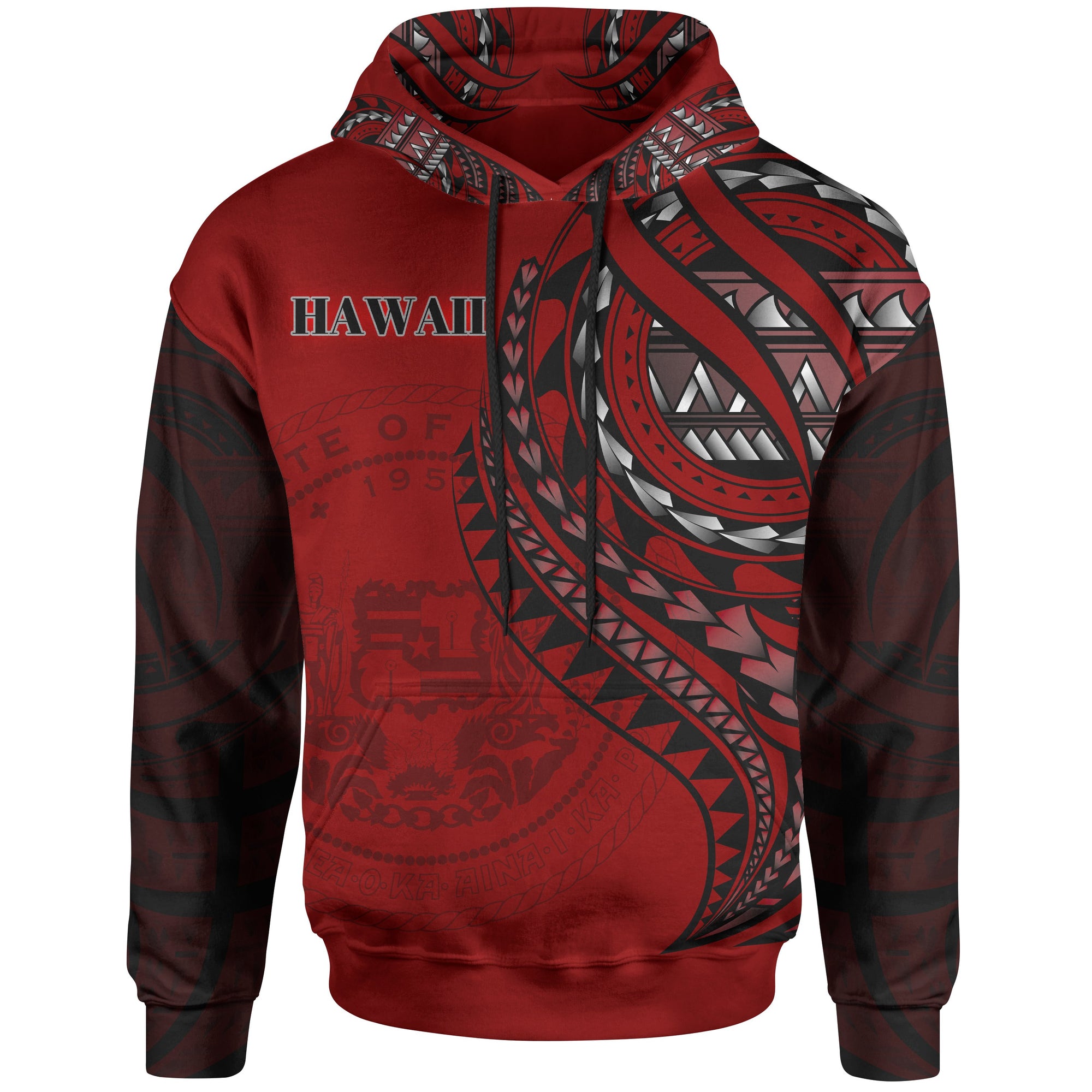 Hawaii Hoodie Red Polynesian Patterns Best Hawaii Ever Unisex Black - Polynesian Pride