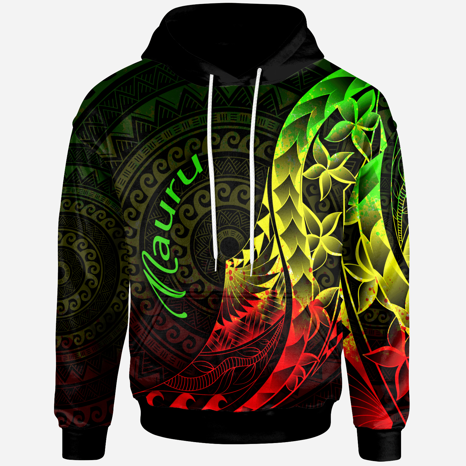 Nauru Hoodie Polynesian Pattern Style Reggae Color Unisex Reggae - Polynesian Pride