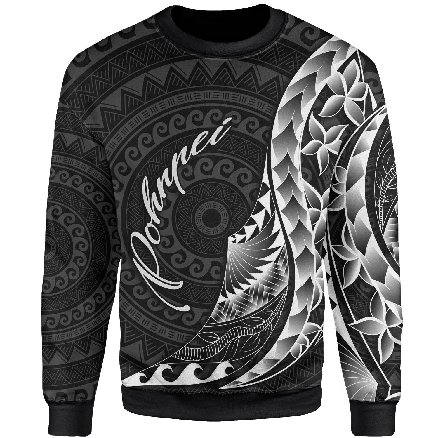 Pohnpei Sweatshirt - Polynesian Pattern Style Unisex Black - Polynesian Pride