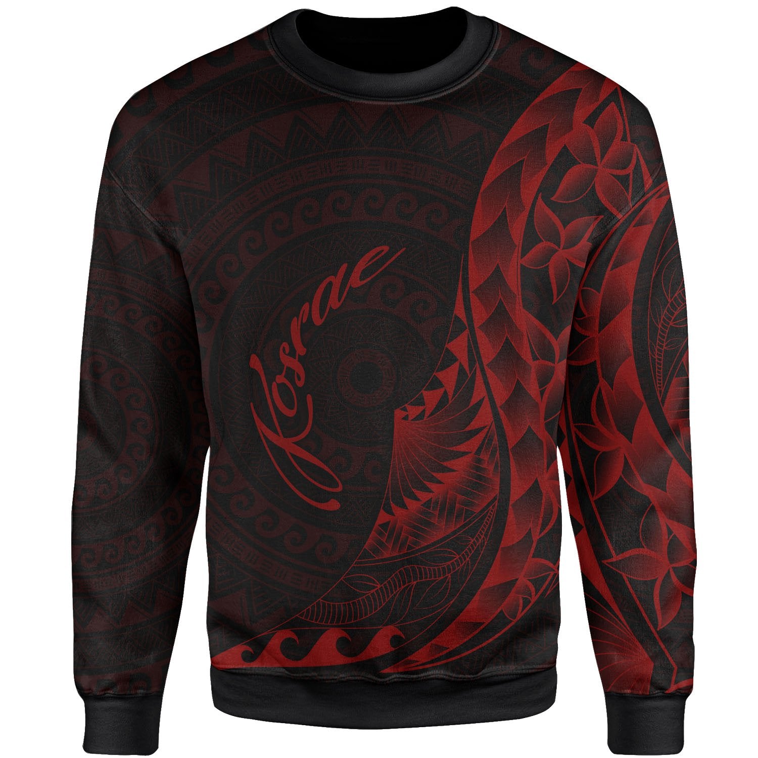 Kosrae Sweatshirt - Polynesian Pattern Style Red Color Unisex Red - Polynesian Pride