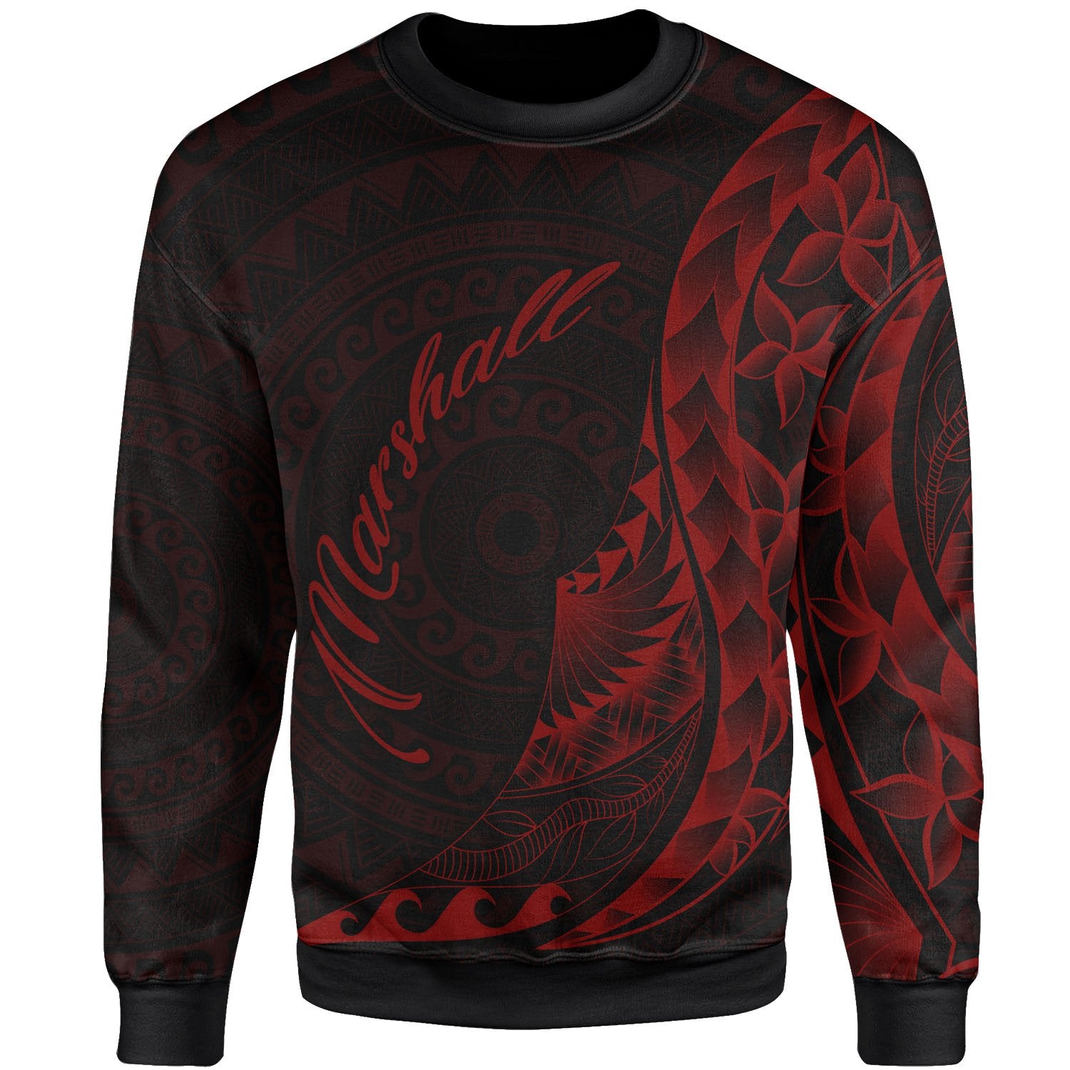 Marshall Islands Sweatshirt - Polynesian Pattern Style Red Color Unisex Red - Polynesian Pride