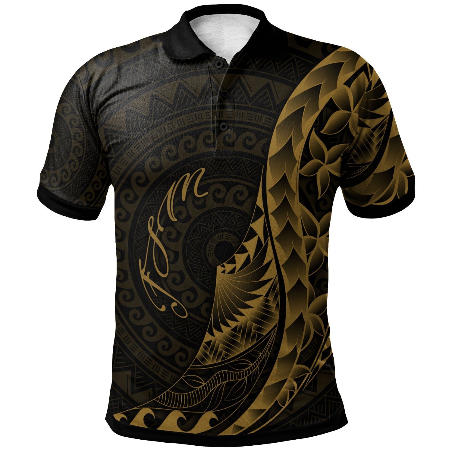 Federated States of Micronesia Polo Shirt Polynesian Pattern Style Gold Color Unisex Gold - Polynesian Pride